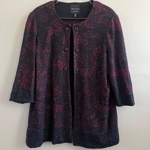 Ming Wang Sweater‎ Black and Red - Sparkles